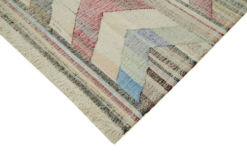 Scrap Bej Geometrik Pamuk Yün El Dokuma Halısı 248x307 Agacan