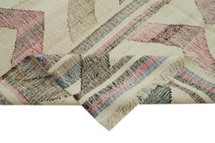 Scrap Bej Geometrik Pamuk Yün El Dokuma Halısı 248x307 Agacan