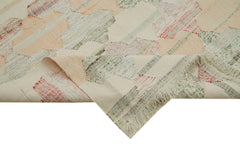 Scrap Bej Geometrik Pamuk Yün El Dokuma Halısı 308x417 Agacan