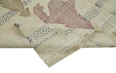 Scrap Bej Geometrik Pamuk Yün El Dokuma Halısı 253x352 Agacan