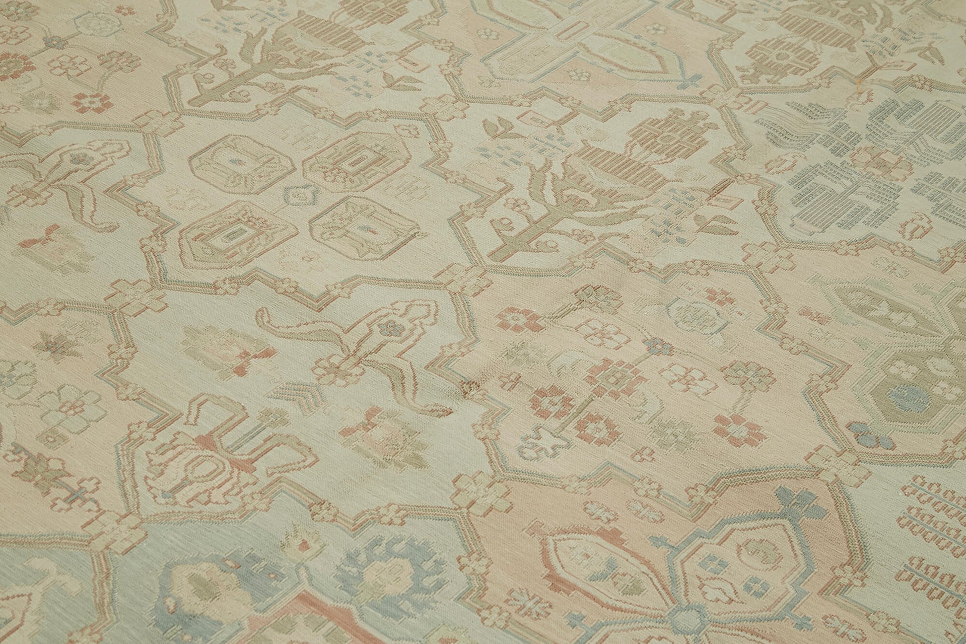 Sumak Bej Klasik Yün Pamuk El Dokuma Halısı 284x414 Agacan