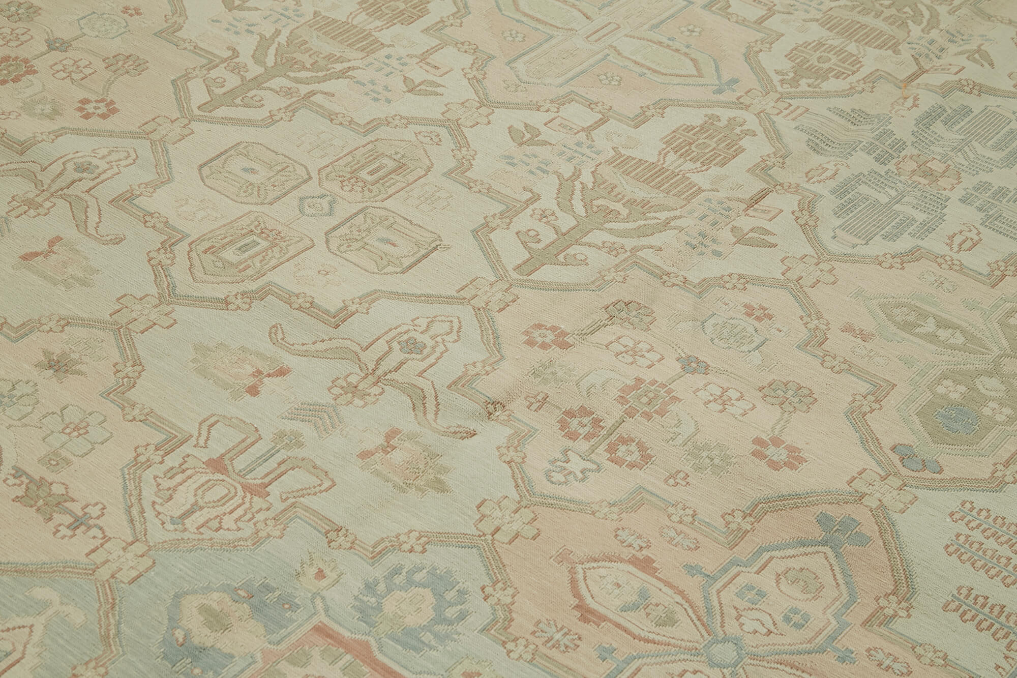 Sumak Bej Klasik Yün Pamuk El Dokuma Halısı 284x414 Agacan