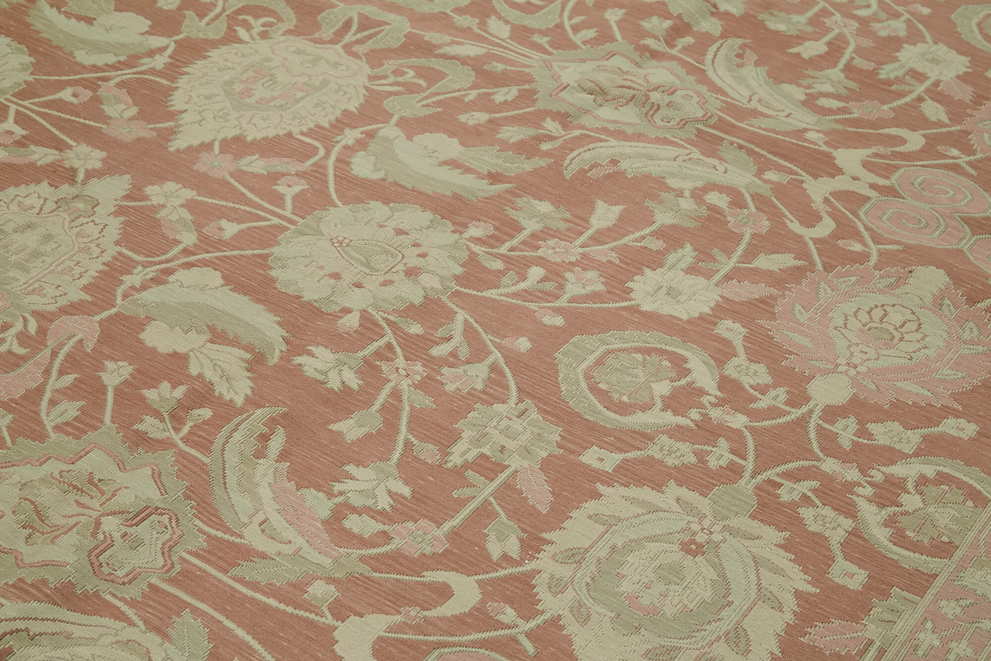 Sumak Bej Klasik Yün Pamuk El Dokuma Halısı 347x460 Agacan