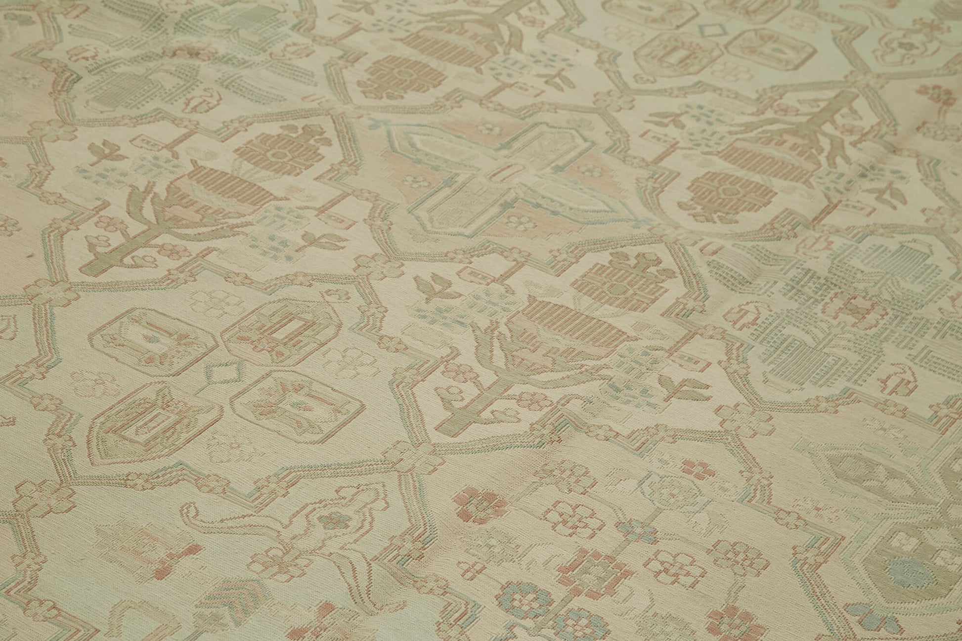 Sumak Bej Klasik Yün Pamuk El Dokuma Halısı 284x407 Agacan