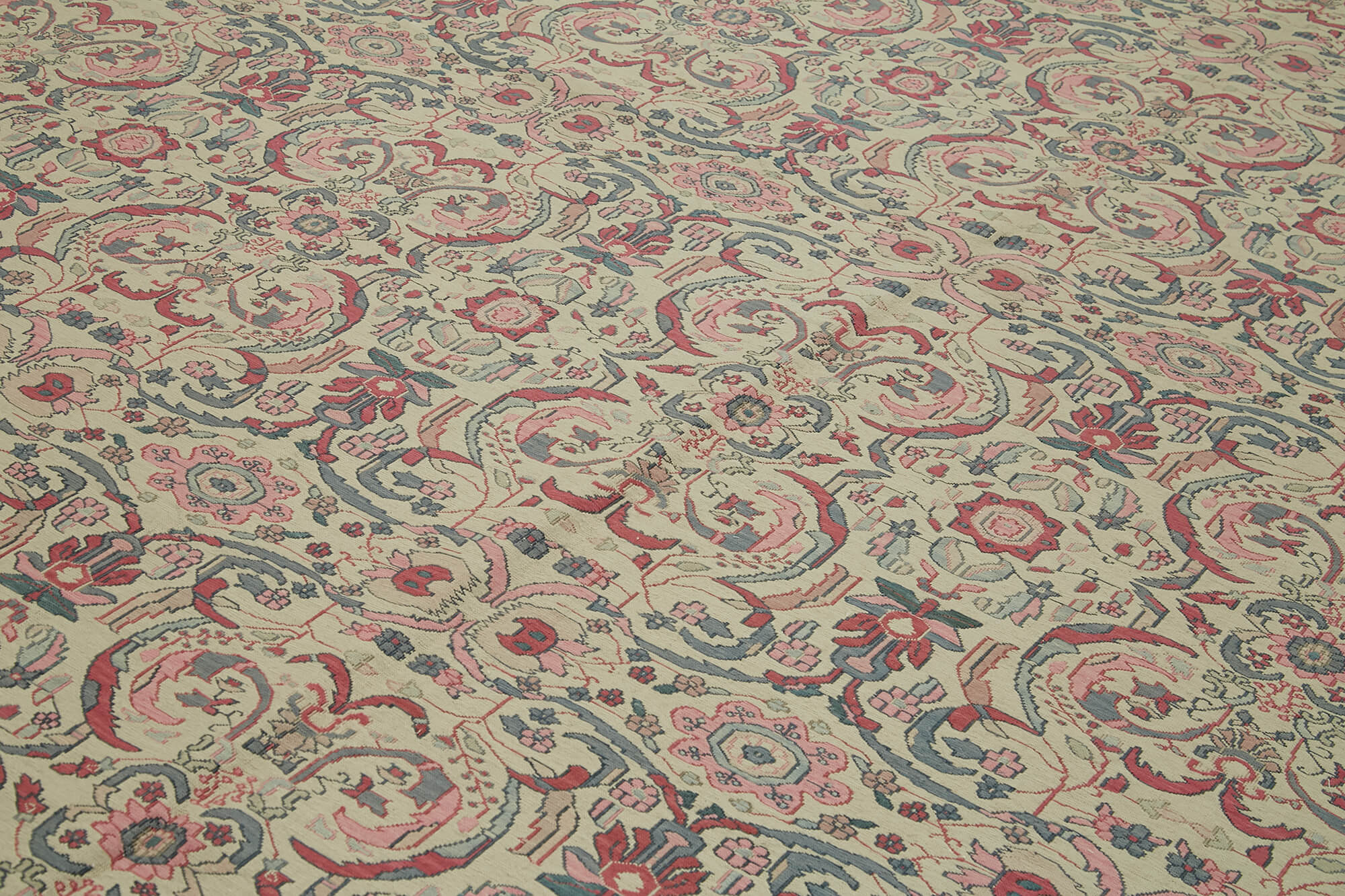 Sumak Bej Klasik Yün Pamuk El Dokuma Halısı 347x533 Agacan