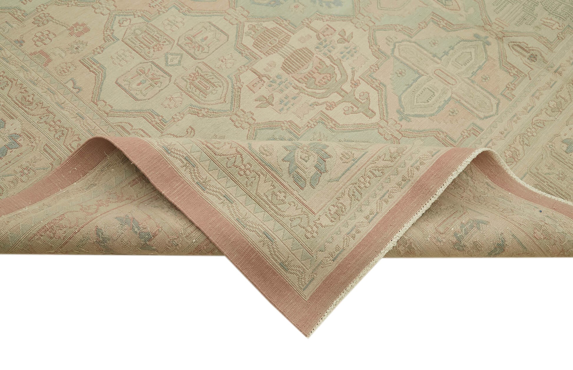 Sumak Bej Klasik Yün Pamuk El Dokuma Halısı 346x448 Agacan