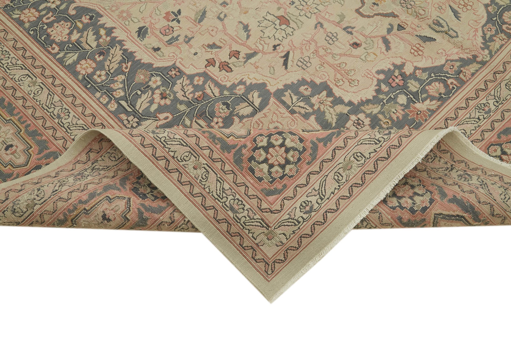 Sumak Bej Klasik Yün Pamuk El Dokuma Halısı 254x350 Agacan