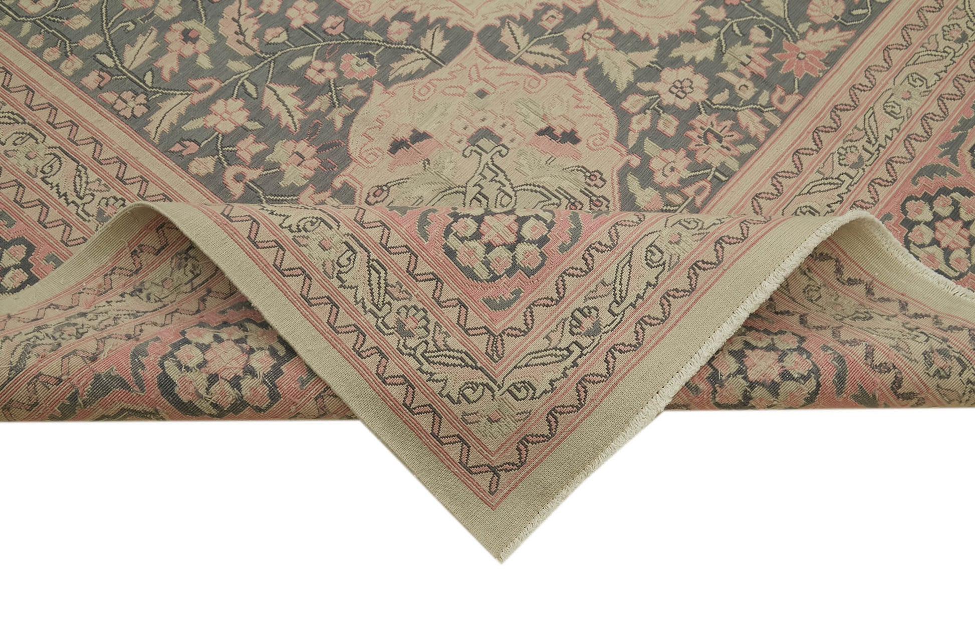 Sumak Bej Klasik Yün Pamuk El Dokuma Halısı 287x410 Agacan