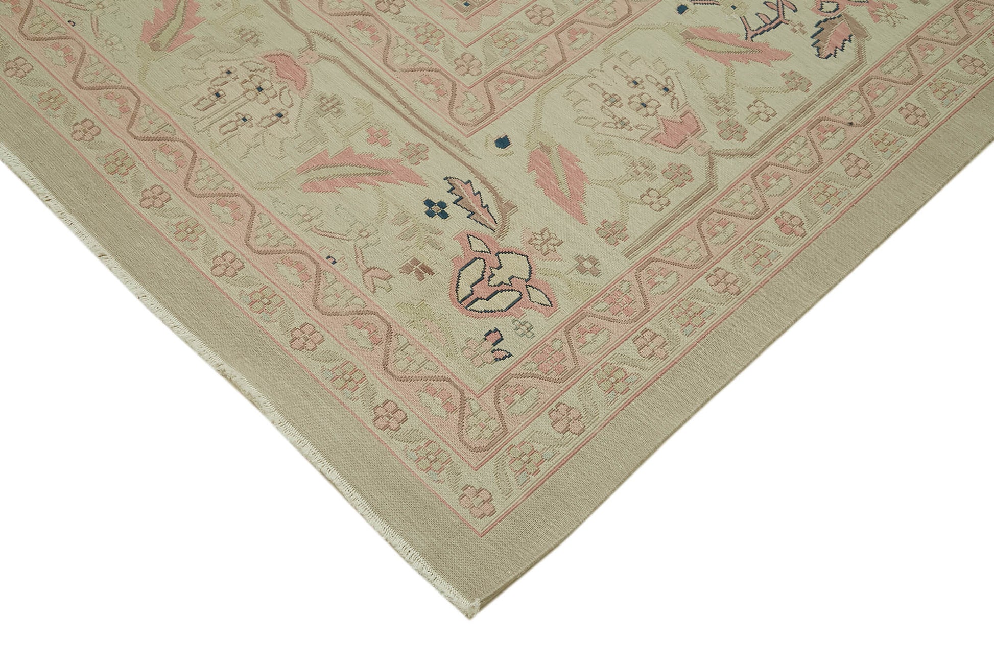 Sumak Bej Klasik Yün Pamuk El Dokuma Halısı 290x412 Agacan