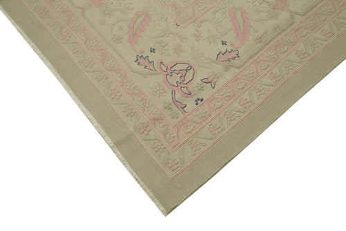 Sumak Bej Klasik Yün Pamuk El Dokuma Halısı 344x520 Agacan