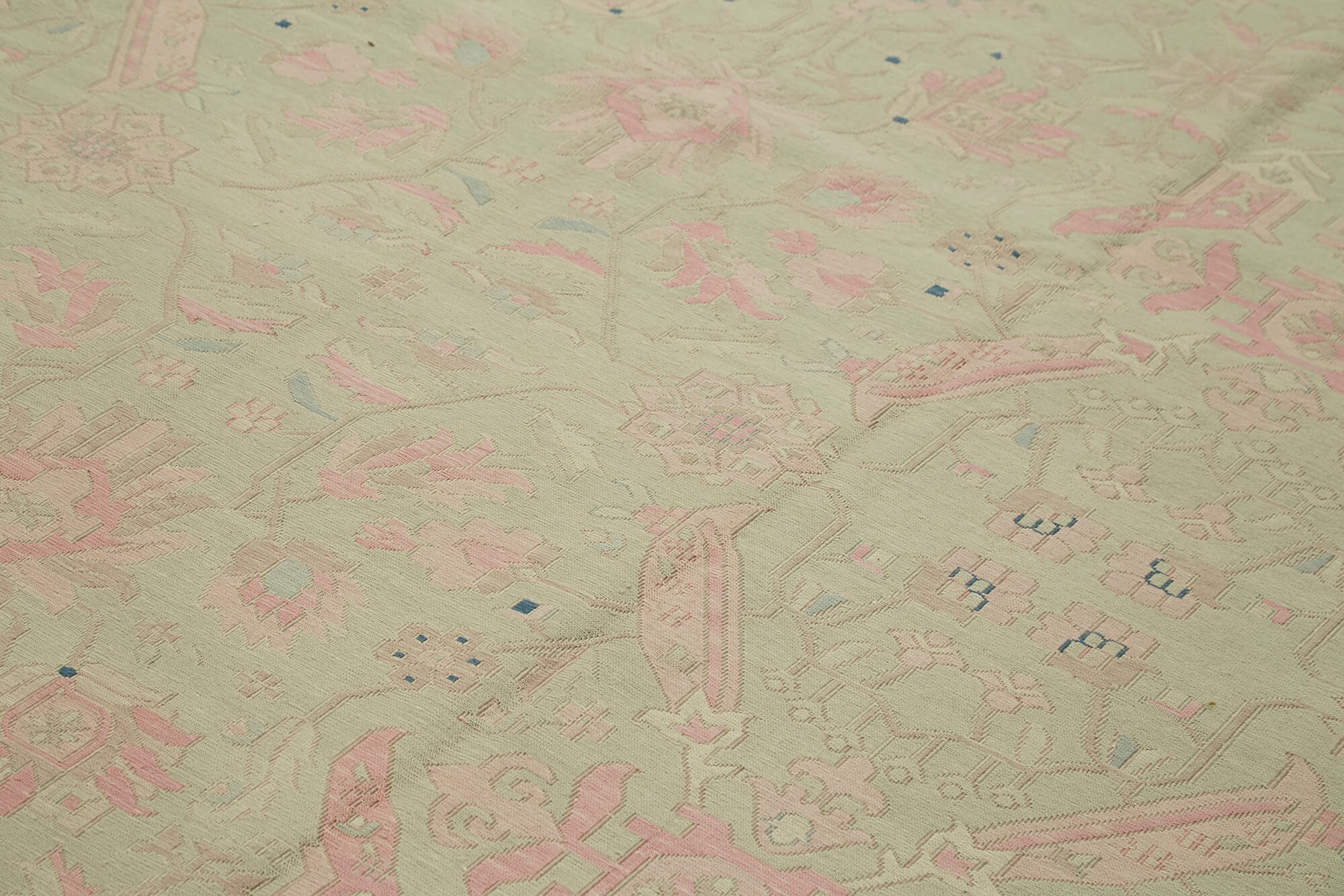 Sumak Bej Klasik Yün Pamuk El Dokuma Halısı 344x520 Agacan