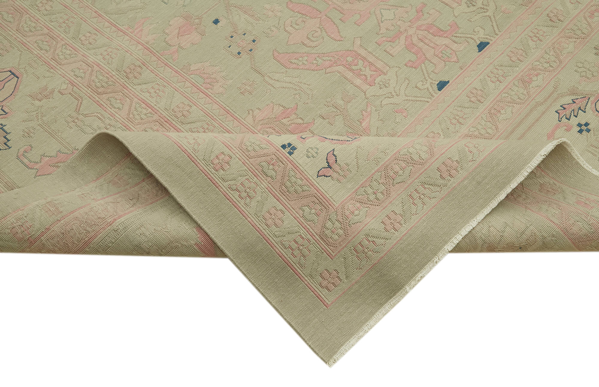 Sumak Bej Klasik Yün Pamuk El Dokuma Halısı 344x520 Agacan