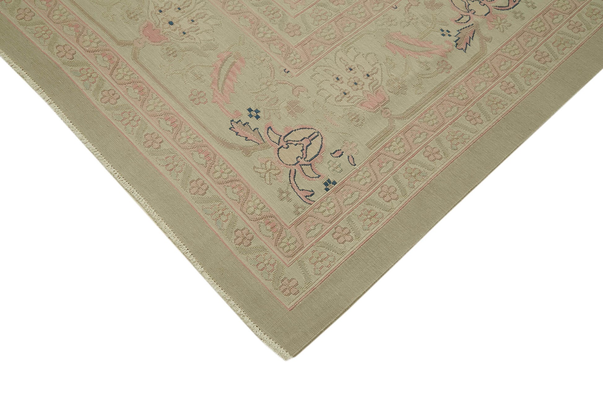 Sumak Bej Klasik Yün Pamuk El Dokuma Halısı 343x448 Agacan