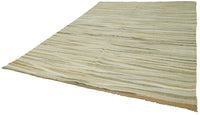 Beige and Brown Striped Hand-Woven Hemp Rug 246x360 cm (8'1" x 11'10")