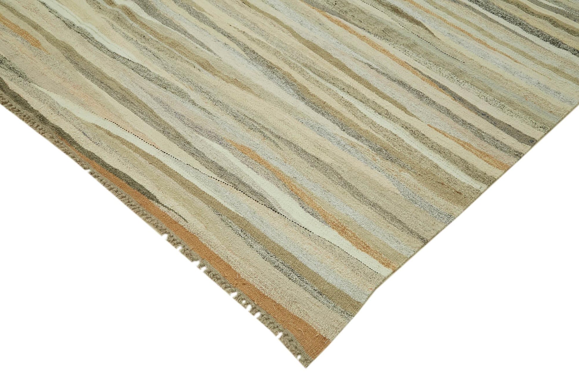 Kendir Bej Geometrik Hemp El Dokuma Halısı 246x360 Agacan