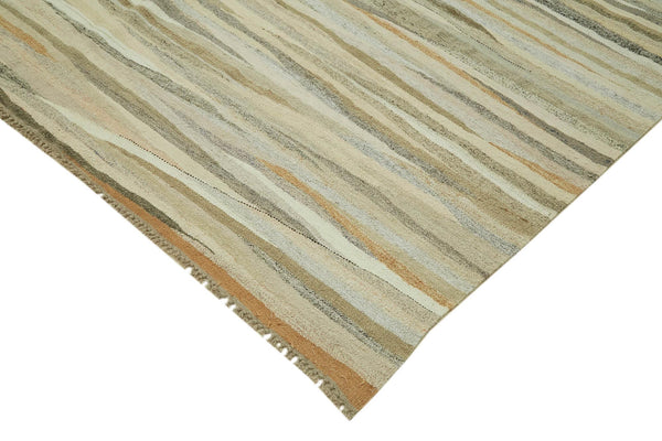 Kendir Bej Geometrik Hemp El Dokuma Halısı 246x360 Agacan