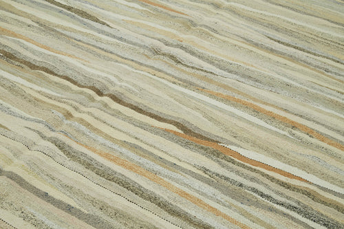 Kendir Bej Geometrik Hemp El Dokuma Halısı 246x360 Agacan