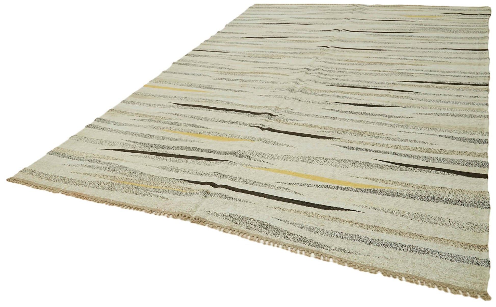 Kendir Bej Geometrik Hemp El Dokuma Halısı 246x362 Agacan