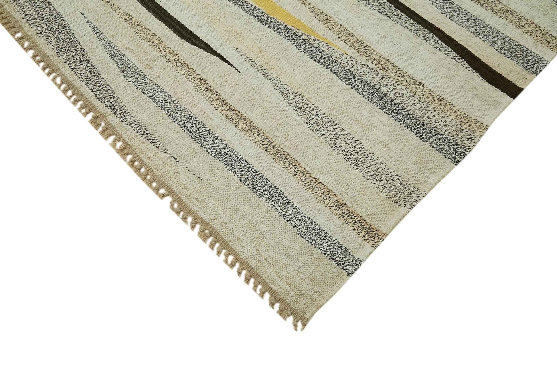 Kendir Bej Geometrik Hemp El Dokuma Halısı 246x362 Agacan