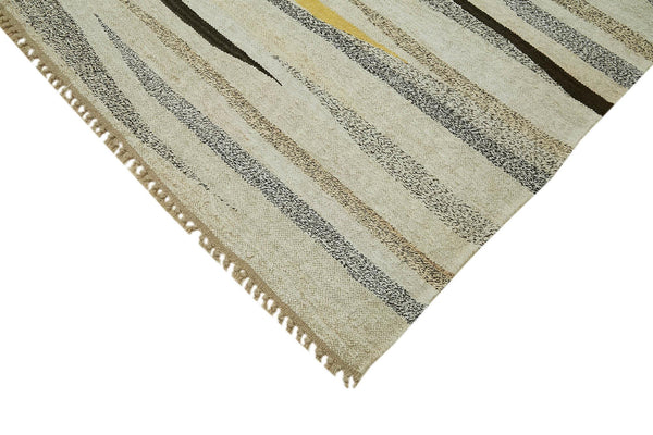 Kendir Bej Geometrik Hemp El Dokuma Halısı 246x362 Agacan