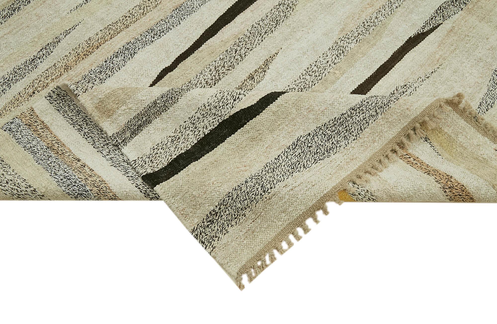 Kendir Bej Geometrik Hemp El Dokuma Halısı 246x362 Agacan