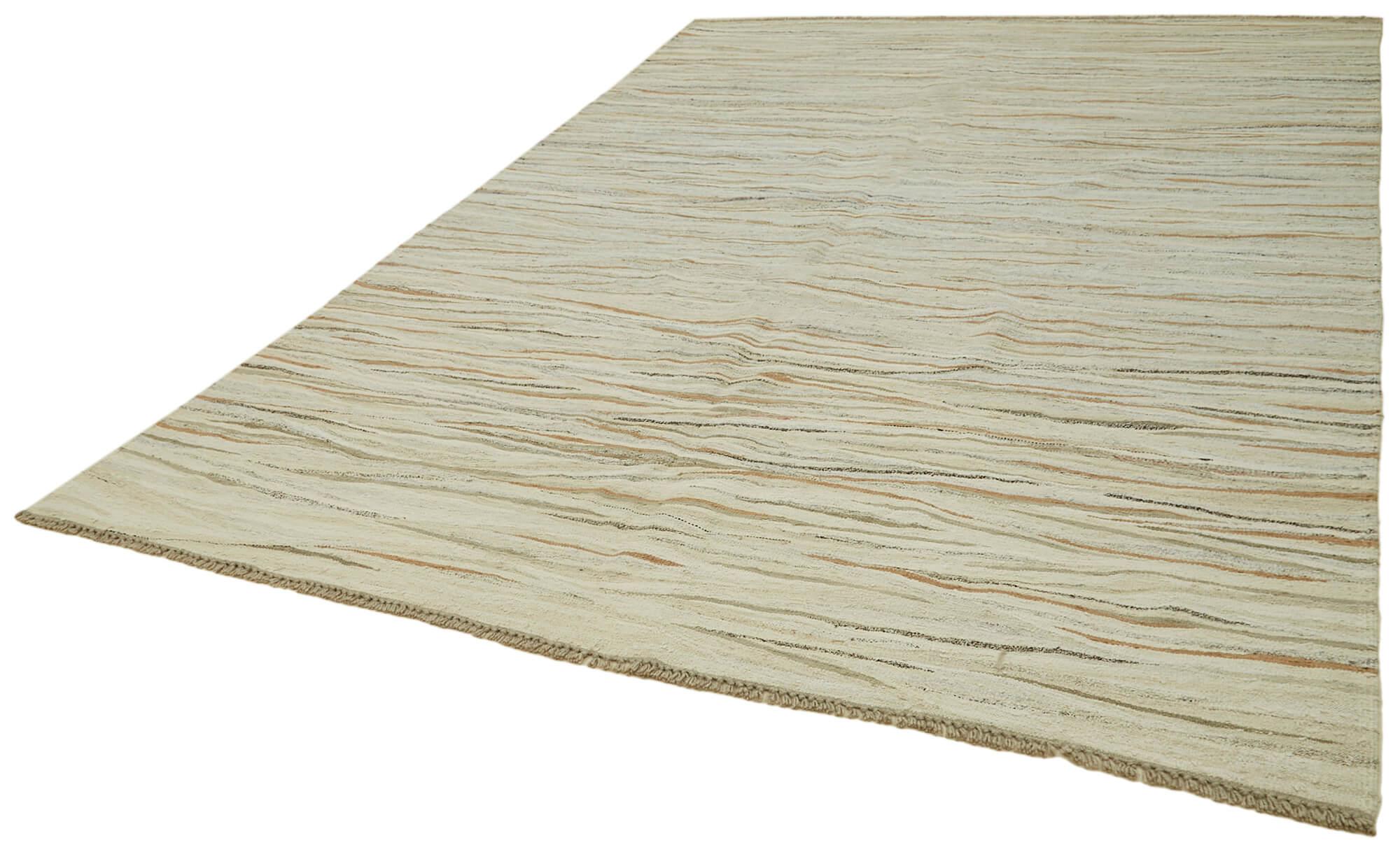 Kendir Bej Geometrik Hemp El Dokuma Halısı 248x350 Agacan