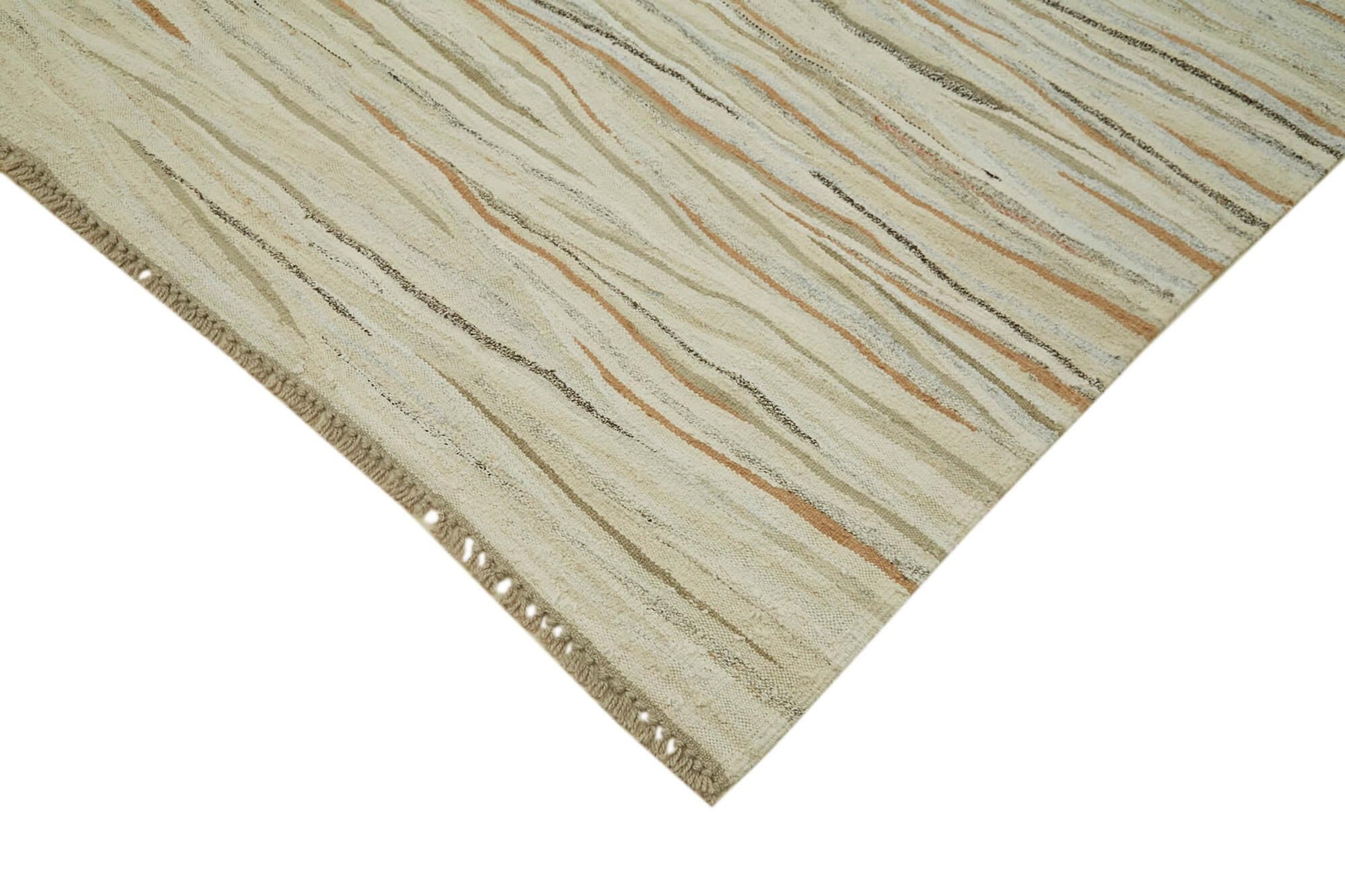 Kendir Bej Geometrik Hemp El Dokuma Halısı 248x350 Agacan