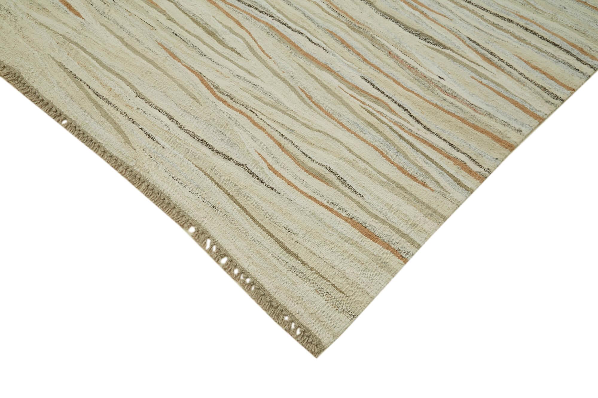 Kendir Bej Geometrik Hemp El Dokuma Halısı 248x350 Agacan