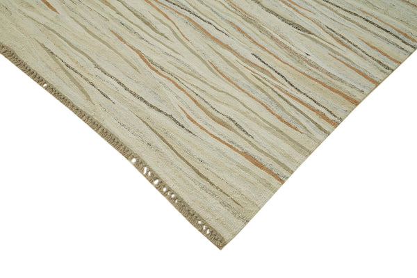 Kendir Bej Geometrik Hemp El Dokuma Halısı 248x350 Agacan