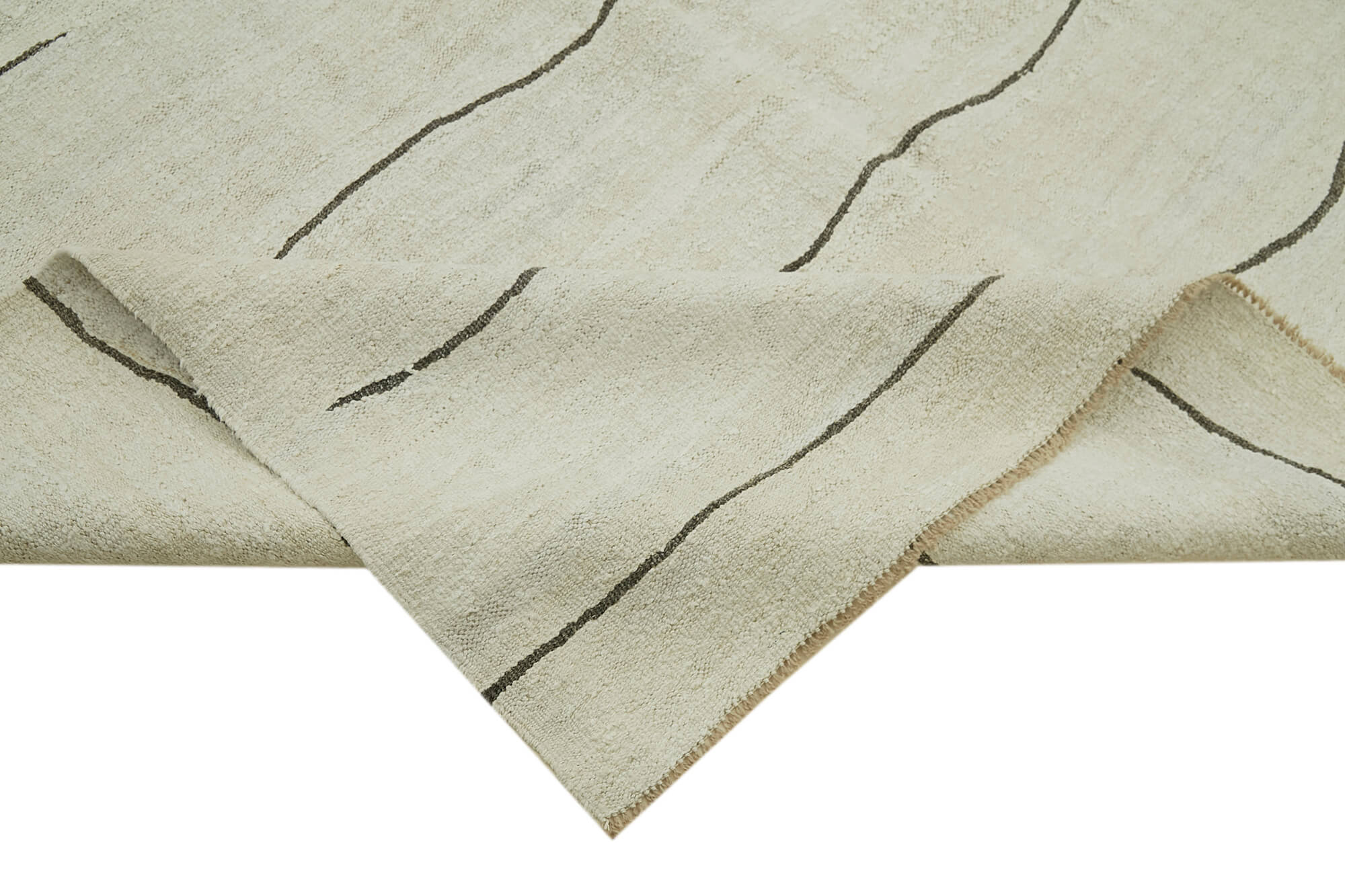 Kendir Bej Geometrik Hemp El Dokuma Halısı 283x414 Agacan