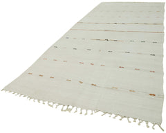 Kendir Beyaz Geometrik Hemp El Dokuma Halısı 185x468 Agacan