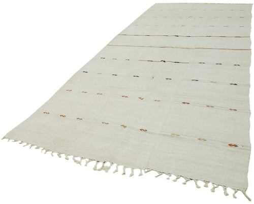 Kendir Beyaz Geometrik Hemp El Dokuma Halısı 185x468 Agacan