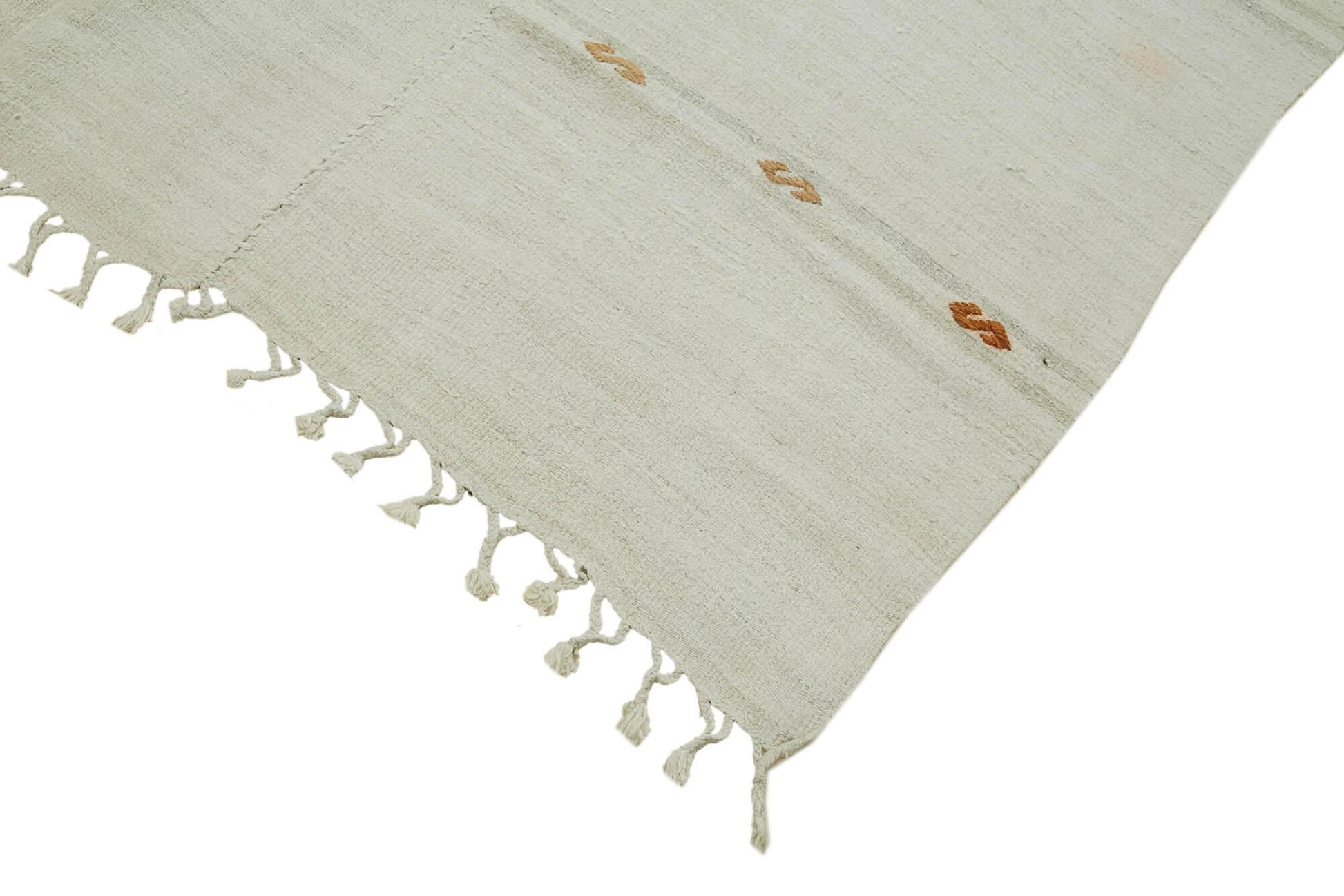 Kendir Beyaz Geometrik Hemp El Dokuma Halısı 185x468 Agacan