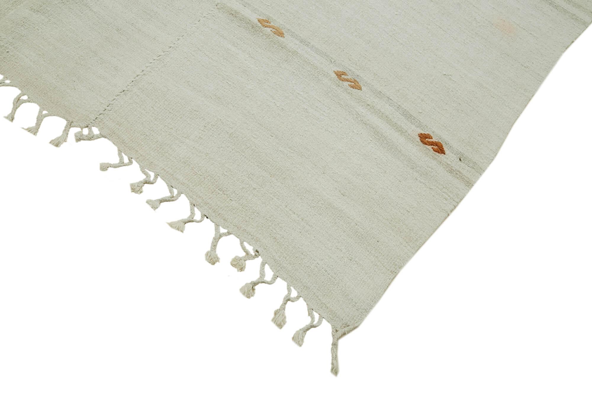 Kendir Beyaz Geometrik Hemp El Dokuma Halısı 185x468 Agacan