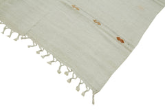 Kendir Beyaz Geometrik Hemp El Dokuma Halısı 185x468 Agacan