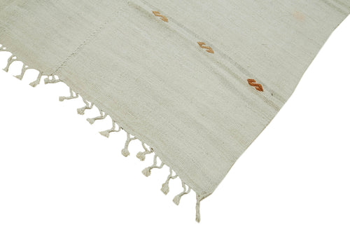 Kendir Beyaz Geometrik Hemp El Dokuma Halısı 185x468 Agacan