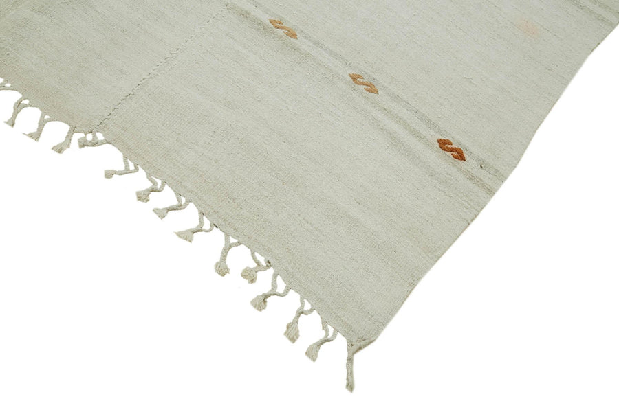 Tkany kremowo-biały dywan z juty w stylu vintage, we wzór geometryczny, 185x468 cm – w przedpokoju