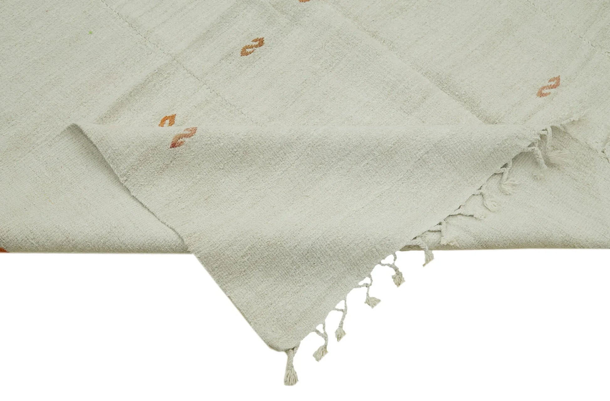 Kendir Beyaz Geometrik Hemp El Dokuma Halısı 185x468 Agacan