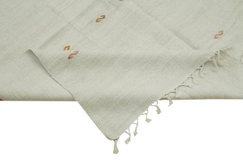 Kendir Beyaz Geometrik Hemp El Dokuma Halısı 185x468 Agacan