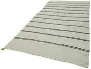 Kendir Beyaz Geometrik Hemp El Dokuma Halısı 166x372 Agacan