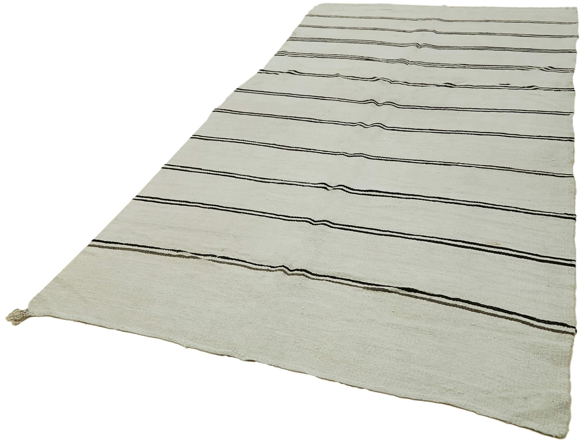 Kendir Beyaz Geometrik Hemp El Dokuma Halısı 166x372 Agacan