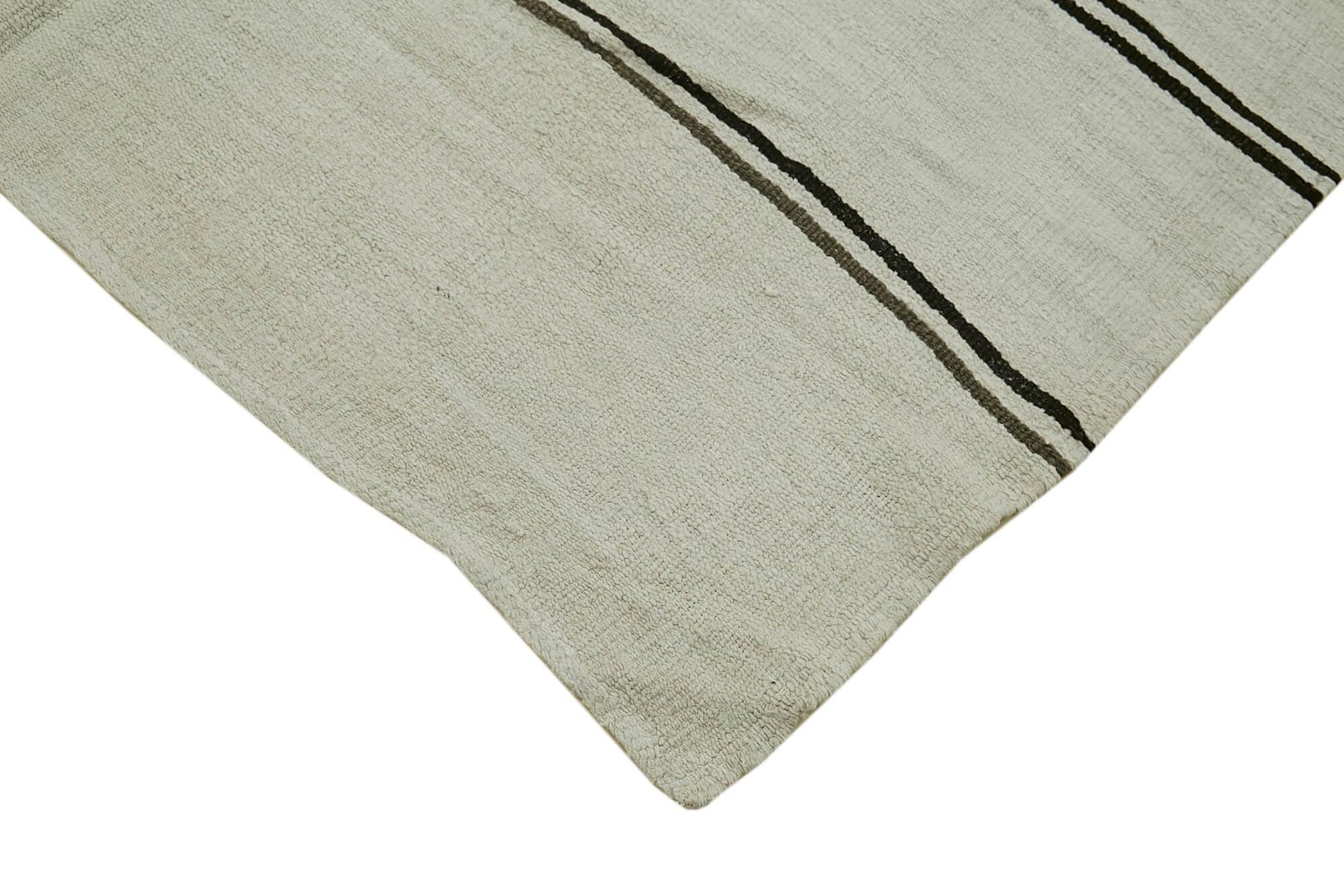 Kendir Beyaz Geometrik Hemp El Dokuma Halısı 166x372 Agacan