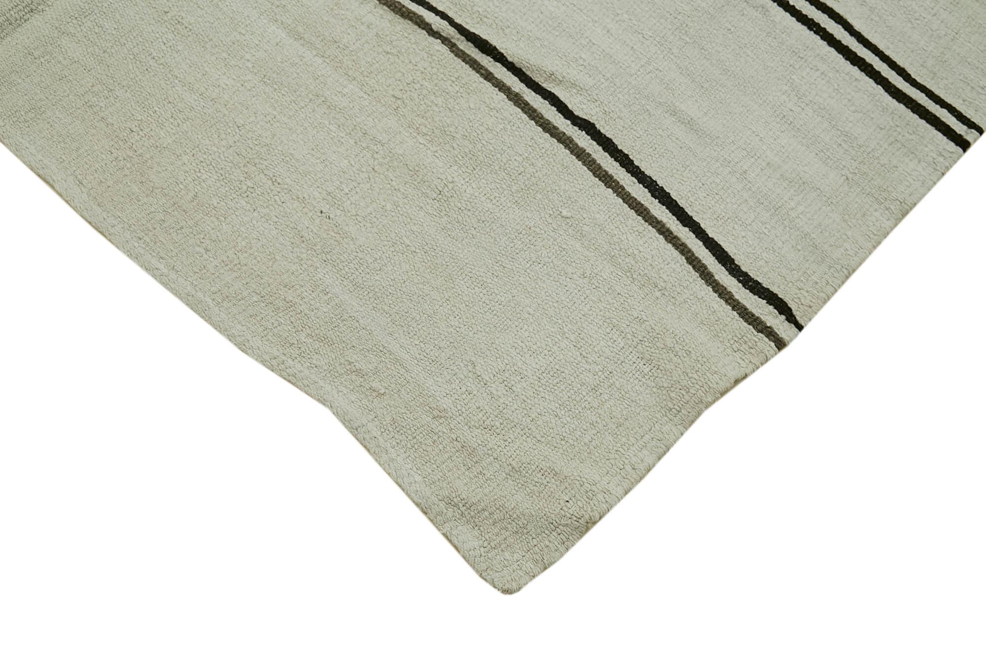 Kendir Beyaz Geometrik Hemp El Dokuma Halısı 166x372 Agacan
