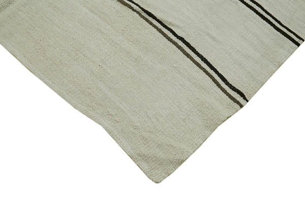 Kendir Beyaz Geometrik Hemp El Dokuma Halısı 166x372 Agacan