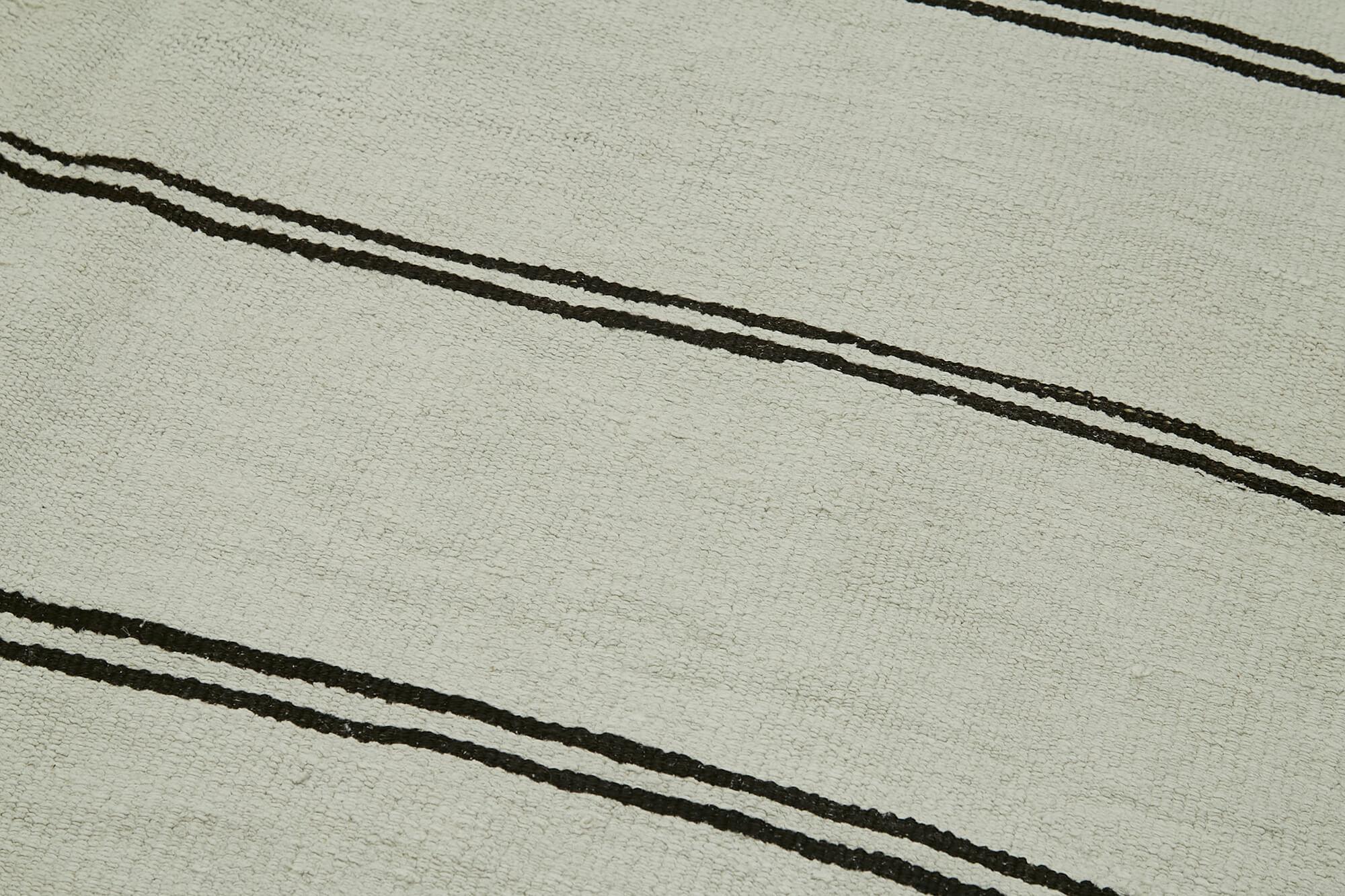 Kendir Beyaz Geometrik Hemp El Dokuma Halısı 166x372 Agacan