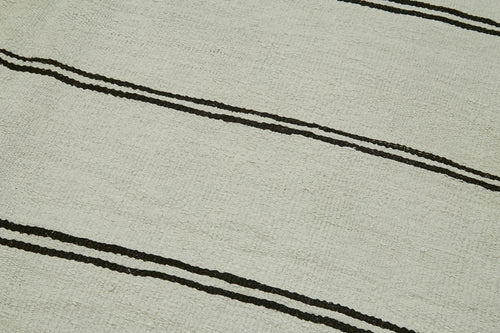 Kendir Beyaz Geometrik Hemp El Dokuma Halısı 166x372 Agacan