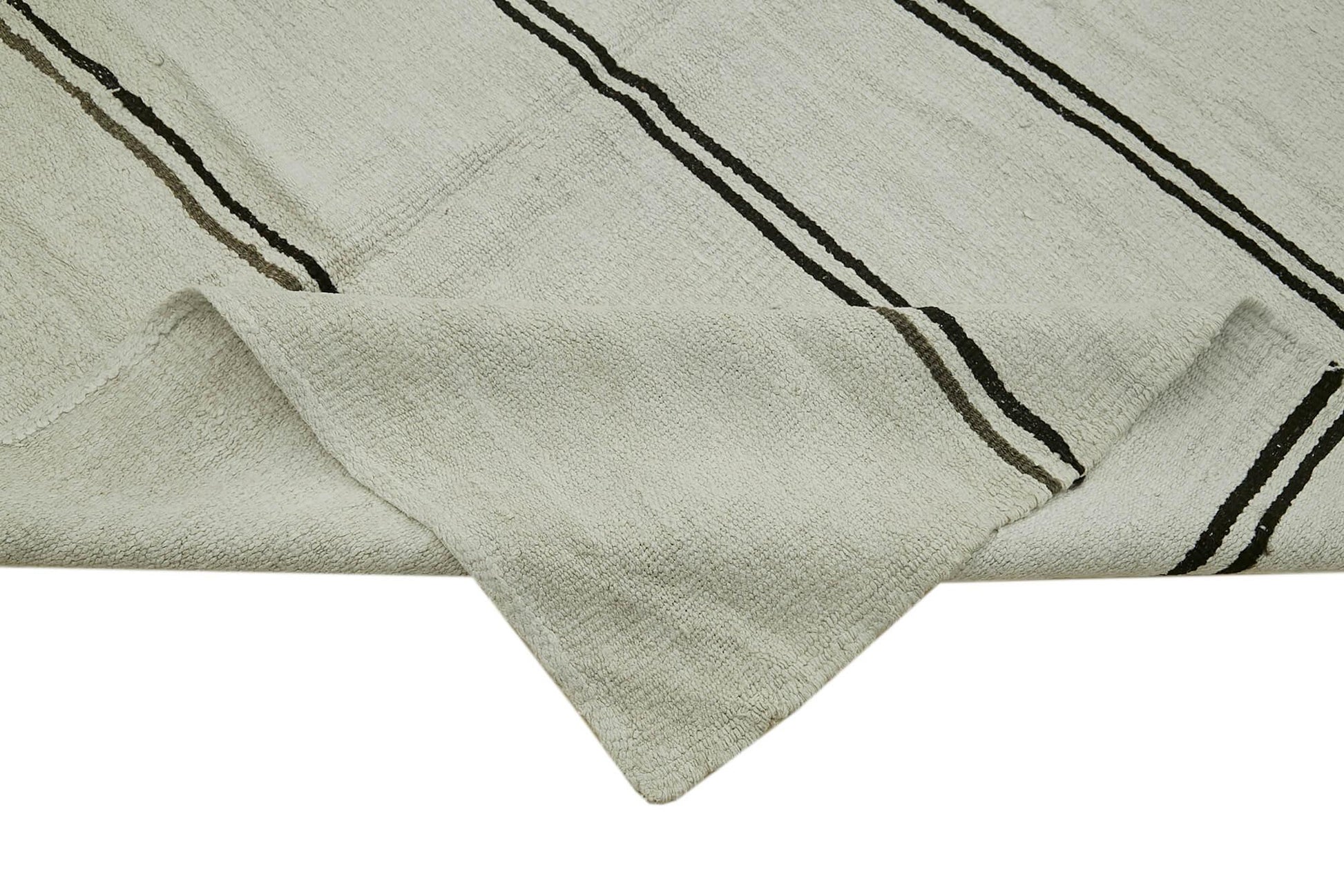 Kendir Beyaz Geometrik Hemp El Dokuma Halısı 166x372 Agacan