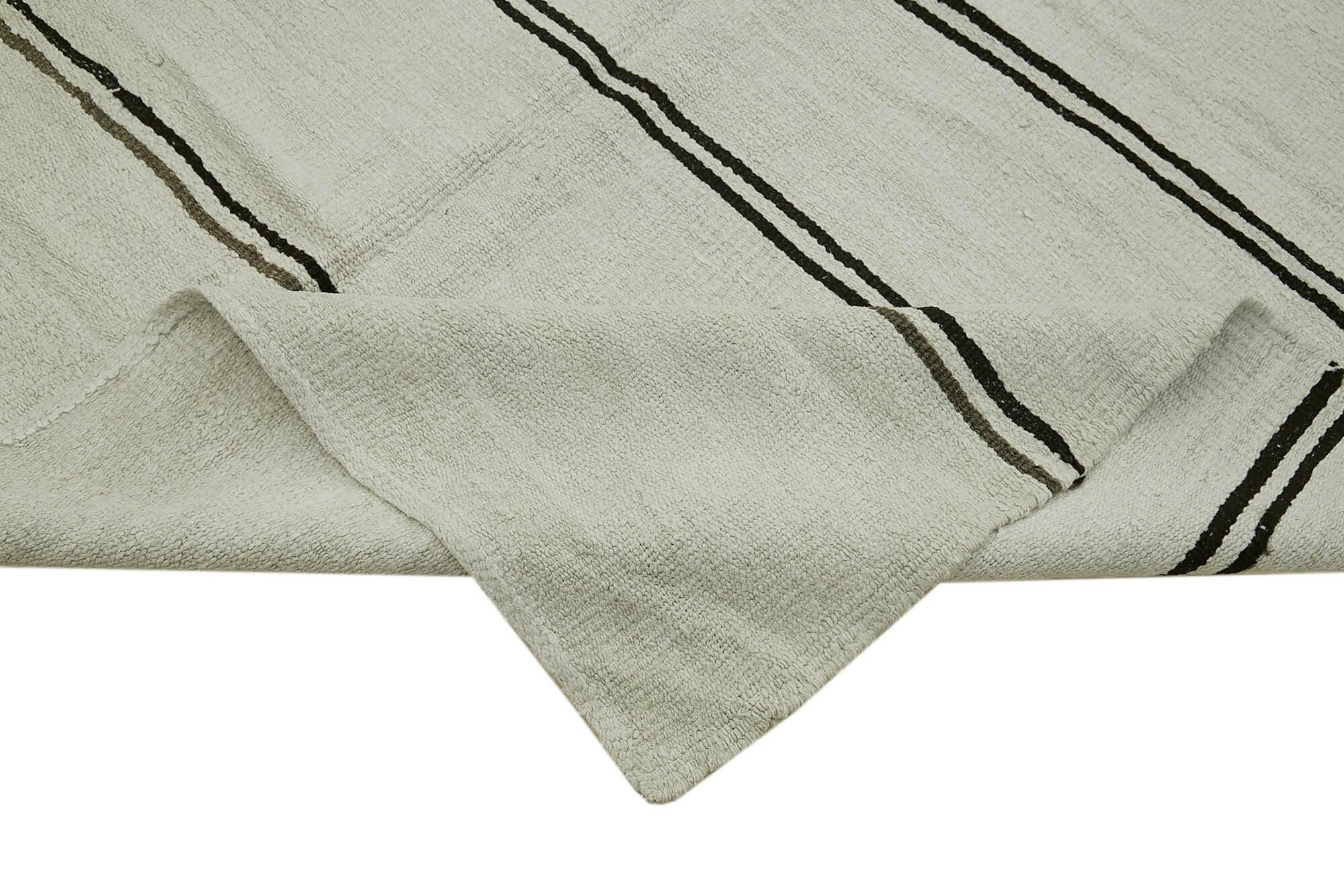 Kendir Beyaz Geometrik Hemp El Dokuma Halısı 166x372 Agacan