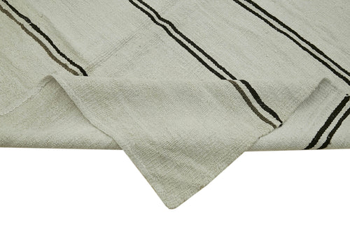 Kendir Beyaz Geometrik Hemp El Dokuma Halısı 166x372 Agacan