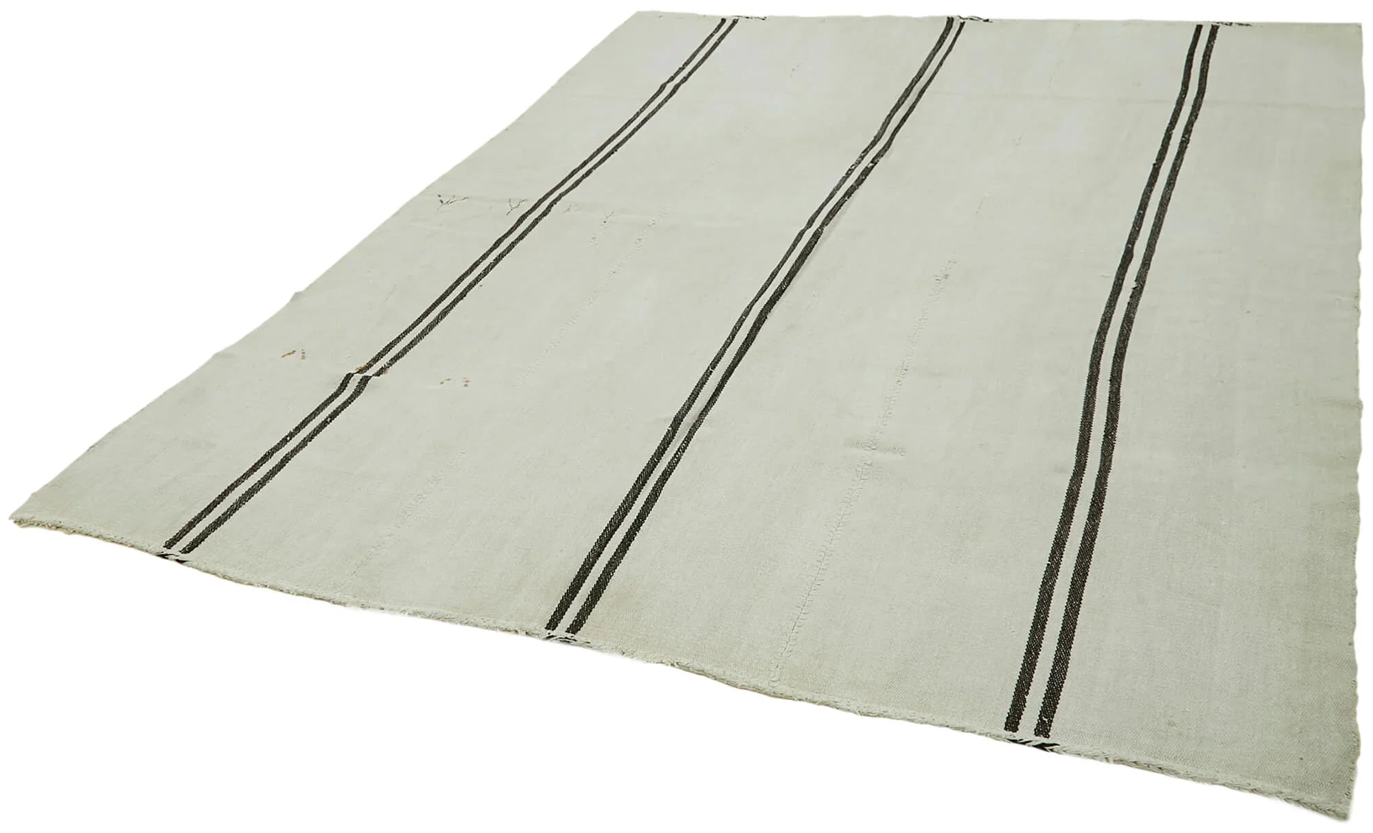 Kendir Beyaz Geometrik Hemp El Dokuma Halısı 210x265 Agacan